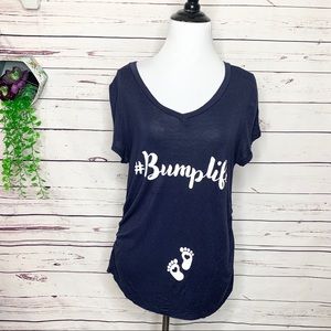French Pastry #BumpLife Maternity T-Shirt Size Medium Navy Blue